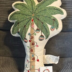 Tommy Bahama Green and Cream Palm Tree Holiday Pillow